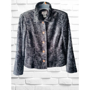 Vintage Jacqueline Ferrar Womens Size 12 Steely Gray Textured Fully Lined Jacket